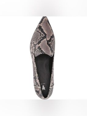 Frye Women's Pointed Snake-Print Loafer in Grey and Black